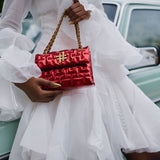 ZOYA FLAP BAG IN METALLIC RED (SMALL)
