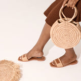 RAFIA SLIDES IN BROWN