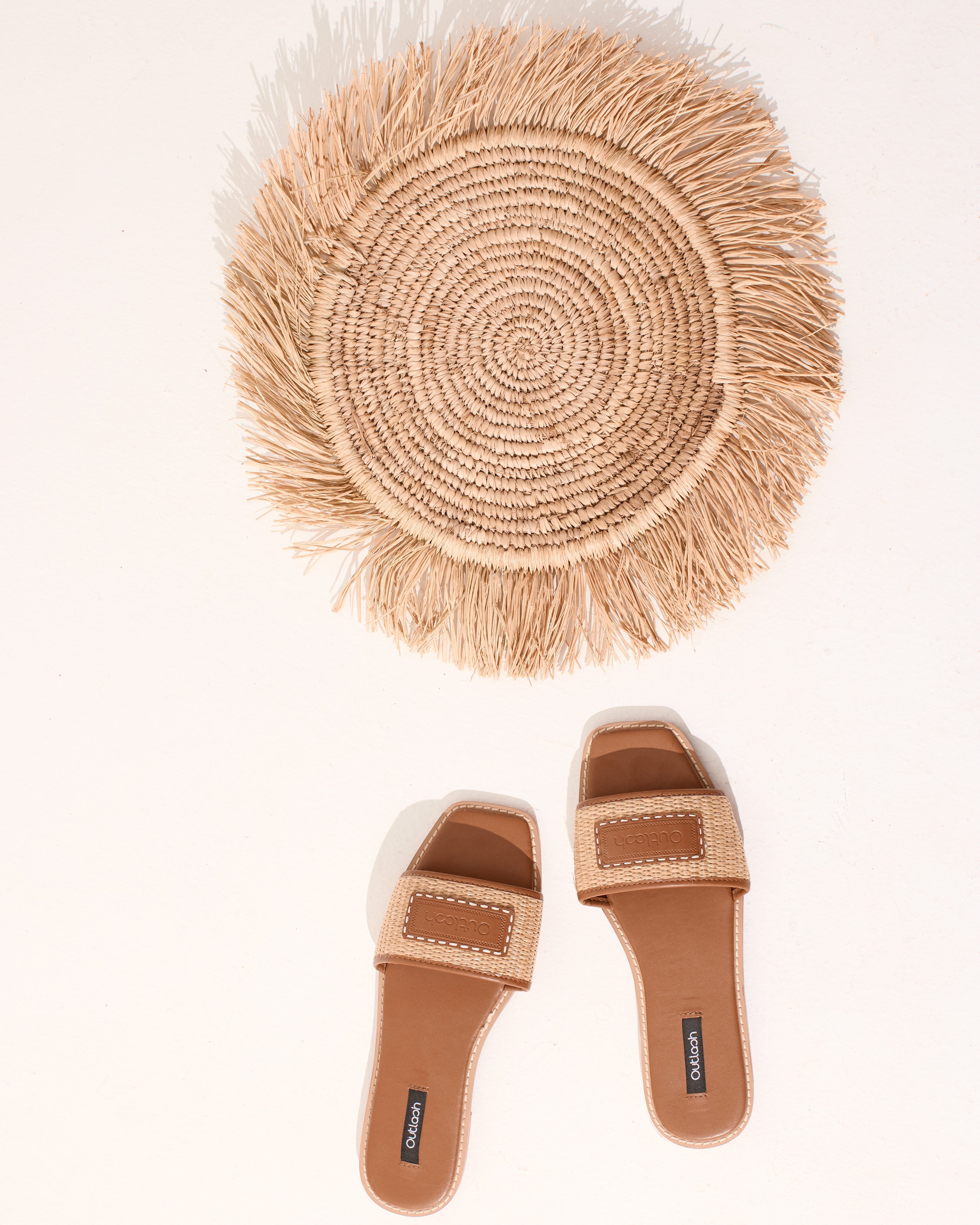 RAFIA SLIDES IN BROWN