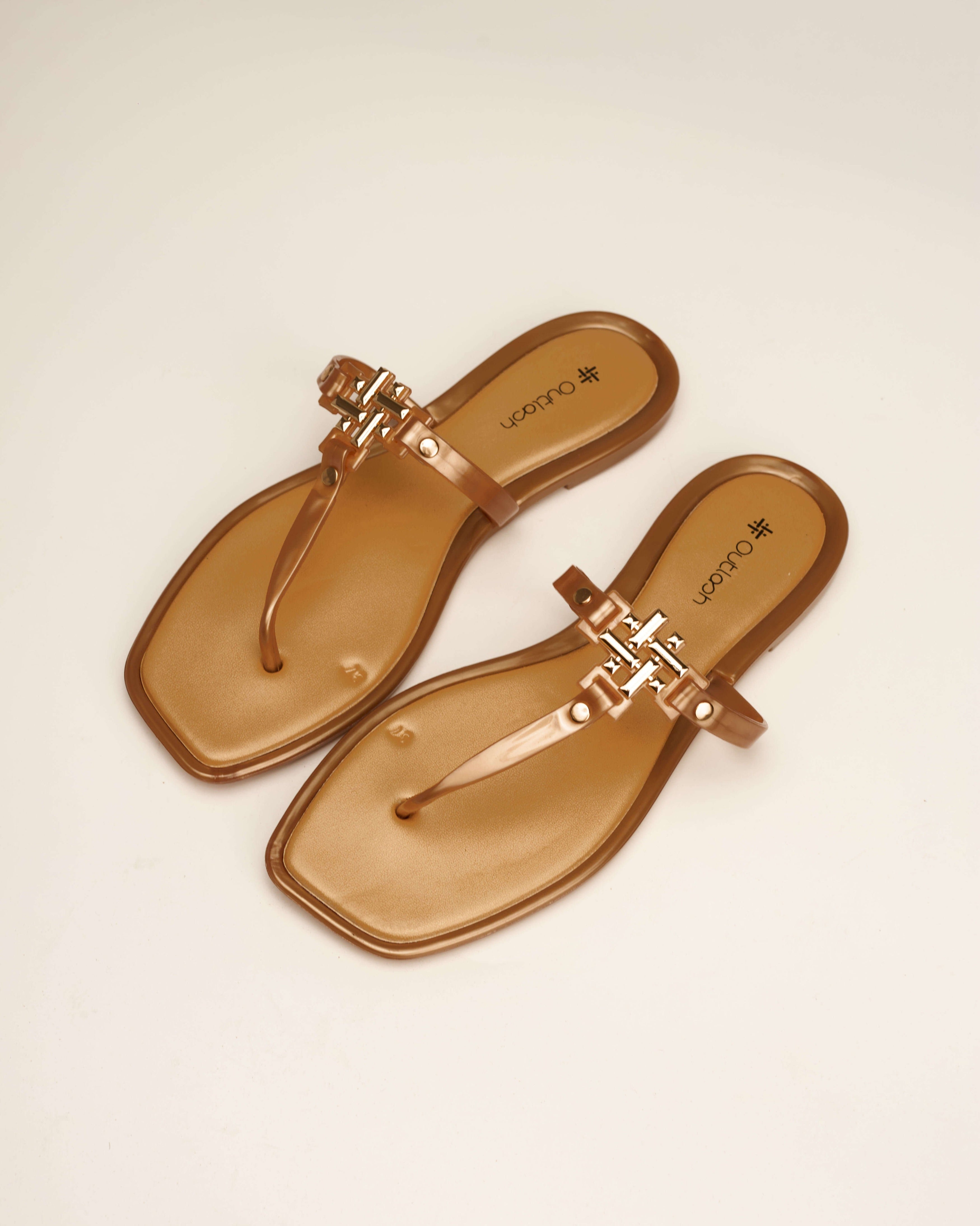 Gleam jelly slides in Biege