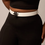 Reversible Belt in SOLID WHITE/SOLID DARK BROWN